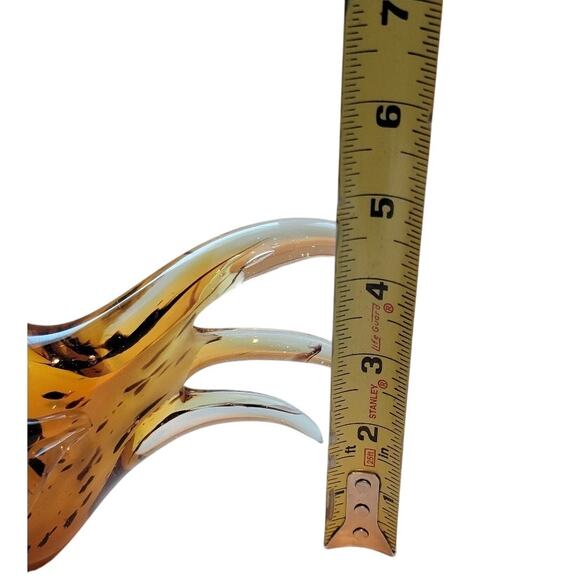 Murano Rooster Figurine Art Glass Farmhouse Country French Kitchen Decor Amber - Picture 8 of 9